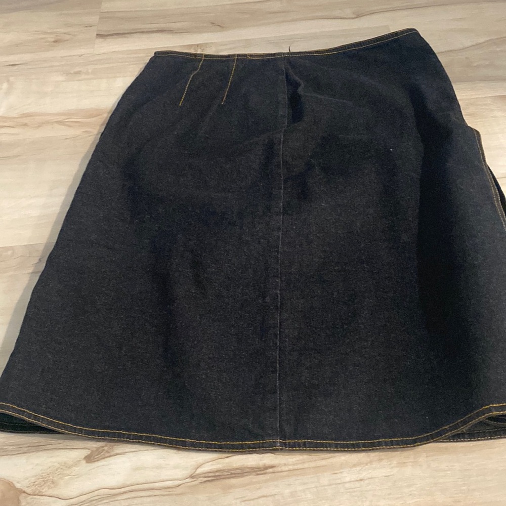 Vintage Dark A-Line Skirt with Contrast Stitching